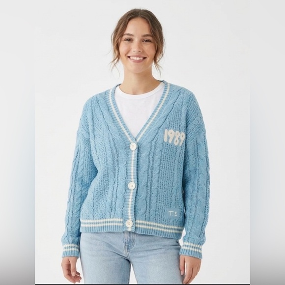 Taylor Swift Sweaters - Taylor Swift 1989 Women’s Light Blue Cardigan Size XS / SM